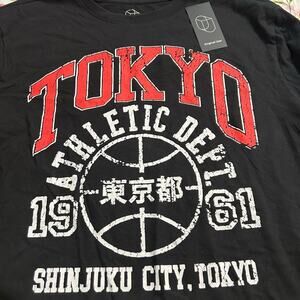 Original Use Long Sleeve Black Tee with Red Tokyo Graphic Size M